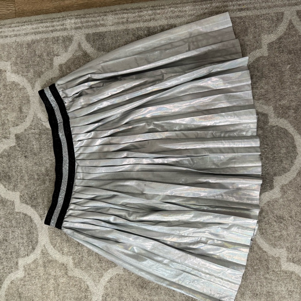 Shimmering Silver Pleated Skirt